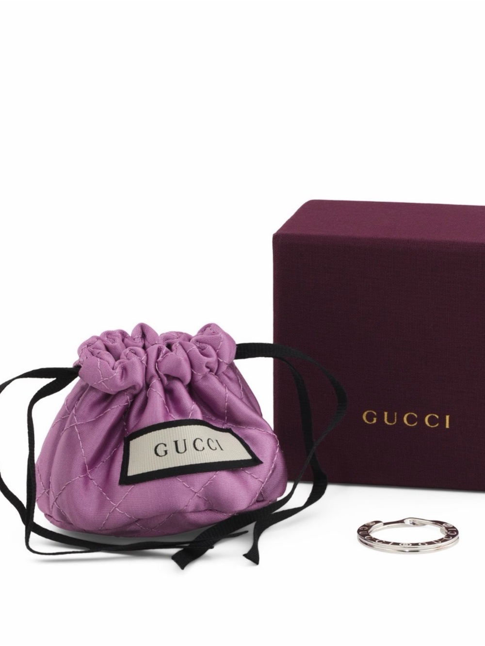 NEW! GUCCI made in italy sterling silver interlocking split keyring
